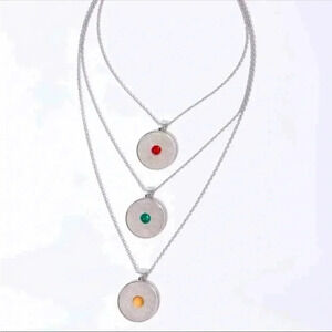 Silver Medallion Layered Necklace